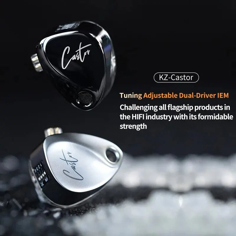 KZ Castor In Ear HiFi Earphone 2DD Dynamic High-end Tunable Balanced Armature Earphones Monitor Headphone Cancelling Earbuds