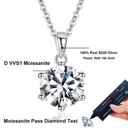 NeeTim 4ct 10mm Moissanite Necklace For Women 925 Sterling Silver Lab Diamond with Gold Plated Pendant Wedding Party Jewelry