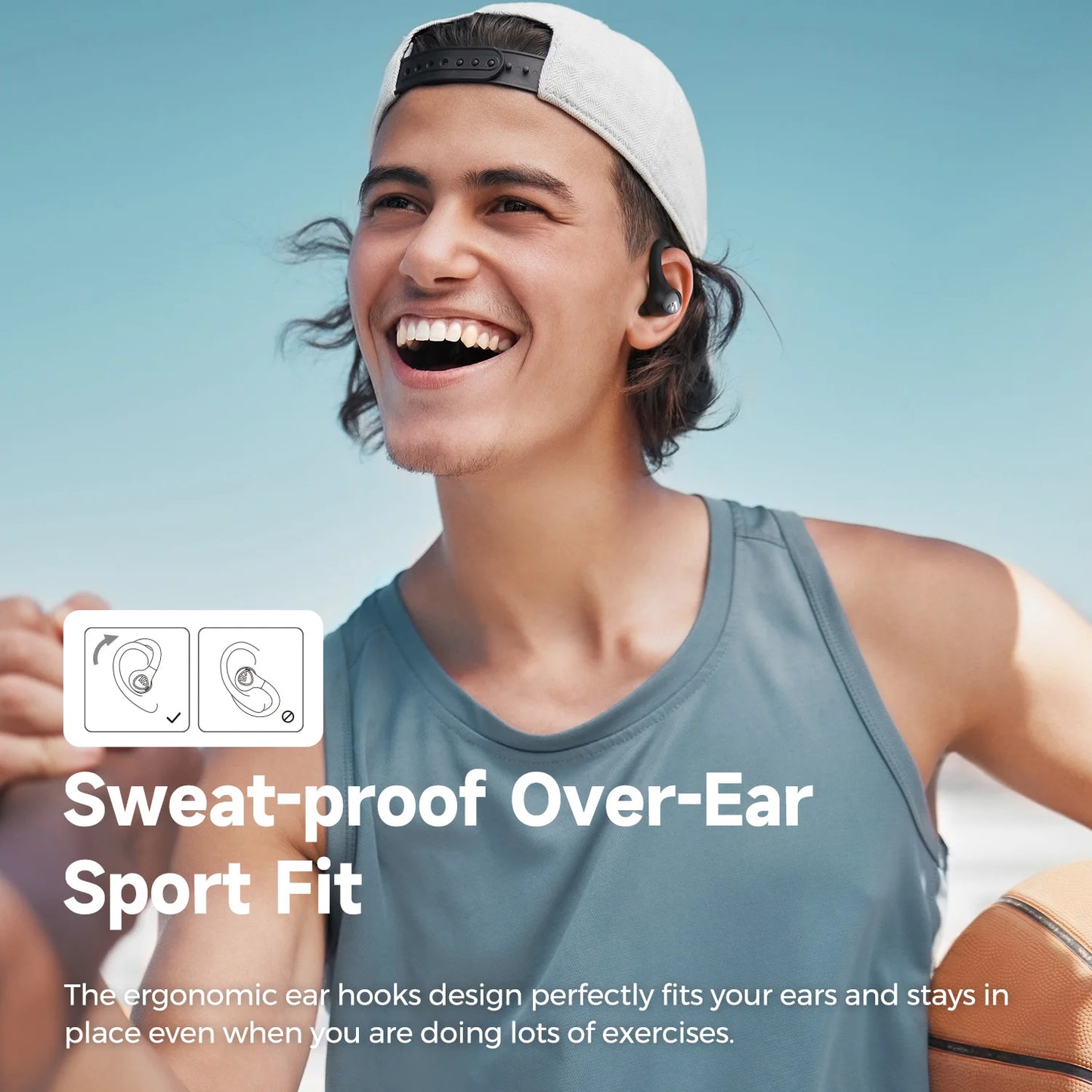 SoundPEATS Wings 2 Bluetooth 5.3 Wireless Earbuds Waterproof Sports Over-Ear Hooks Earphones with Touch App Control 30Hours