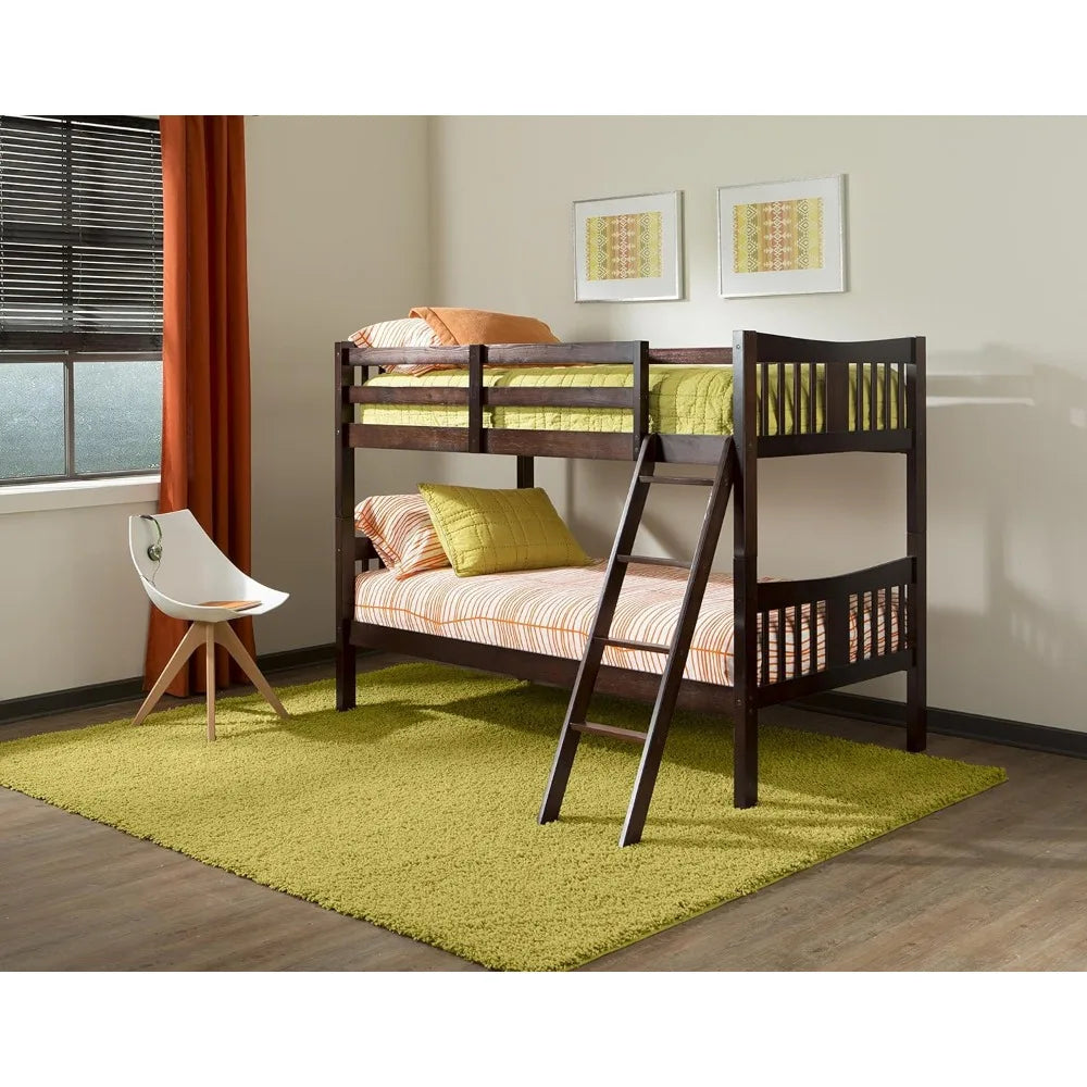 Caribou Twin-over-Twin Bunk Bed (Gray) – GREENGUARD Gold Certified, Converts to 2 individual twin beds