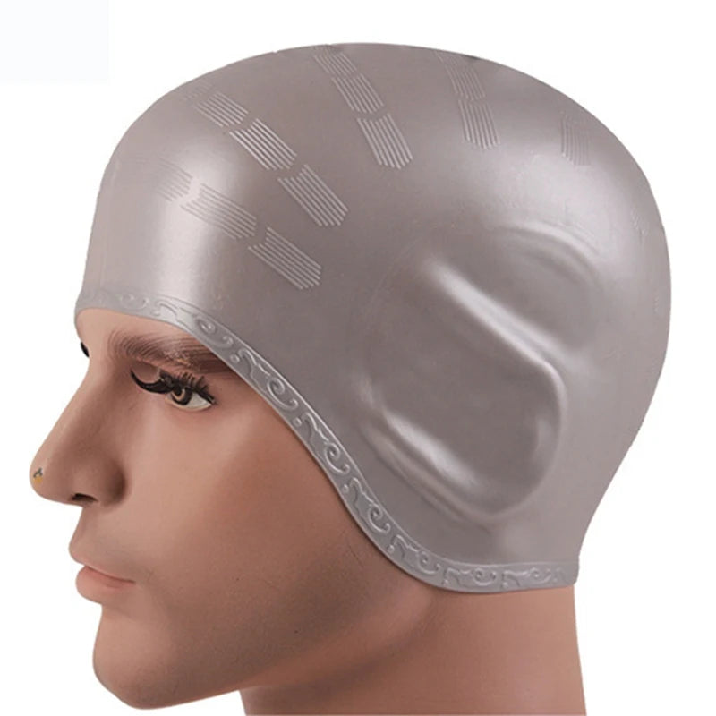 Men Women Swimming Caps Long Hair Waterproof Swim Pool Cap Ear Protect Silicone Diving Hat