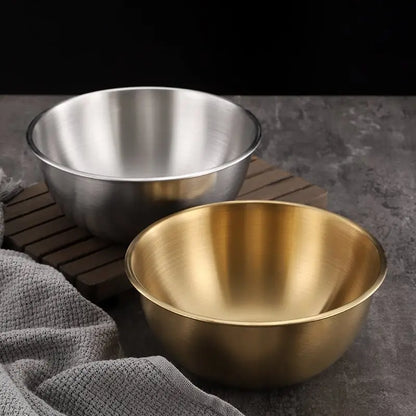 17-25cm Stainless Steel Gold And Silver Salad Bowl Rice Noodles Lamian Noodles Bowl Kitchen Tableware Food Container