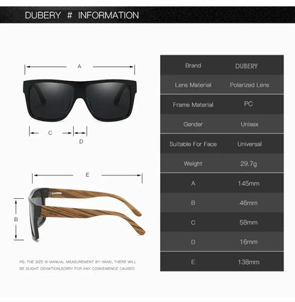 DUBERY Natural Wooden Sunglasses Men Polarized Fashion Sun Glasses Original Wood Oculos De Sol Masculino d240