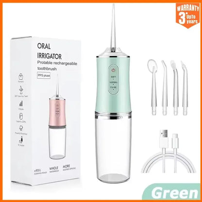 Oral Irrigator Portable Dental Water Flosser USB Rechargeable Water Jet Floss Tooth Pick 4 Jet Tip 220ml 3 Modes IPX7 1400rpm