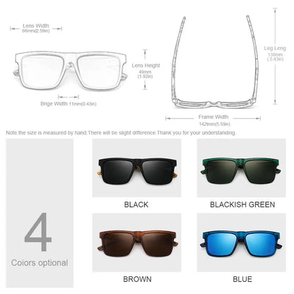 Oi Wood New High Quality Square Sunglasses For Men Polarized UV400 Fashion Sunglass Mirror Sport sun glasses Driving oculos