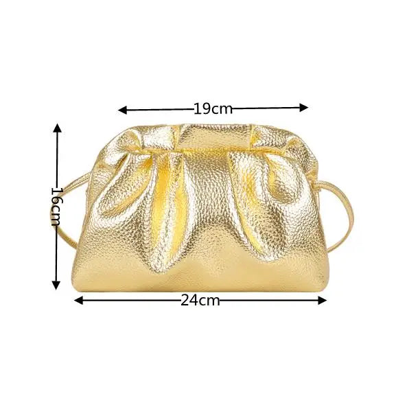 Luxurious Gold Cloud Bag For Women Leather Hobos Retro Cloud Crossbody Bag Small Phone Bag Design Clutch Clip Bag Female Bolsa