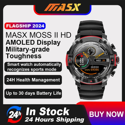 MASX MOSS Ⅱ smart watch 1.43'' AMOLED Display 420mAH bluetooth call Military-grade Toughness Waterproof Sport watch men