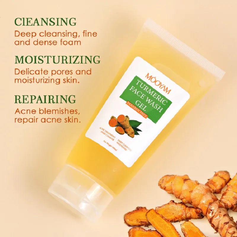 Turmeric Face Wash Clear Skin Liquid Soap 100% Natural Exfoliating Turmeric Facial Cleanser Skin Detox Treatment