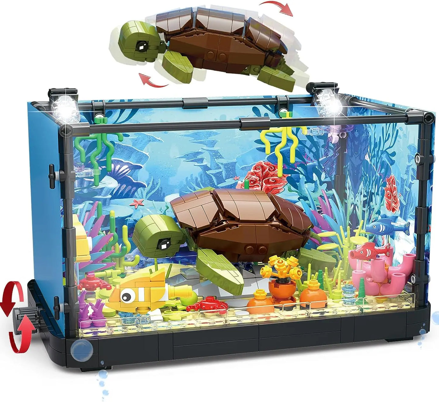 MOC Ocean Fish Tank Aquarium Building Block Set Turtle Fish Tank Brick Children's DIY Toys Home Decoration Birthday Gift