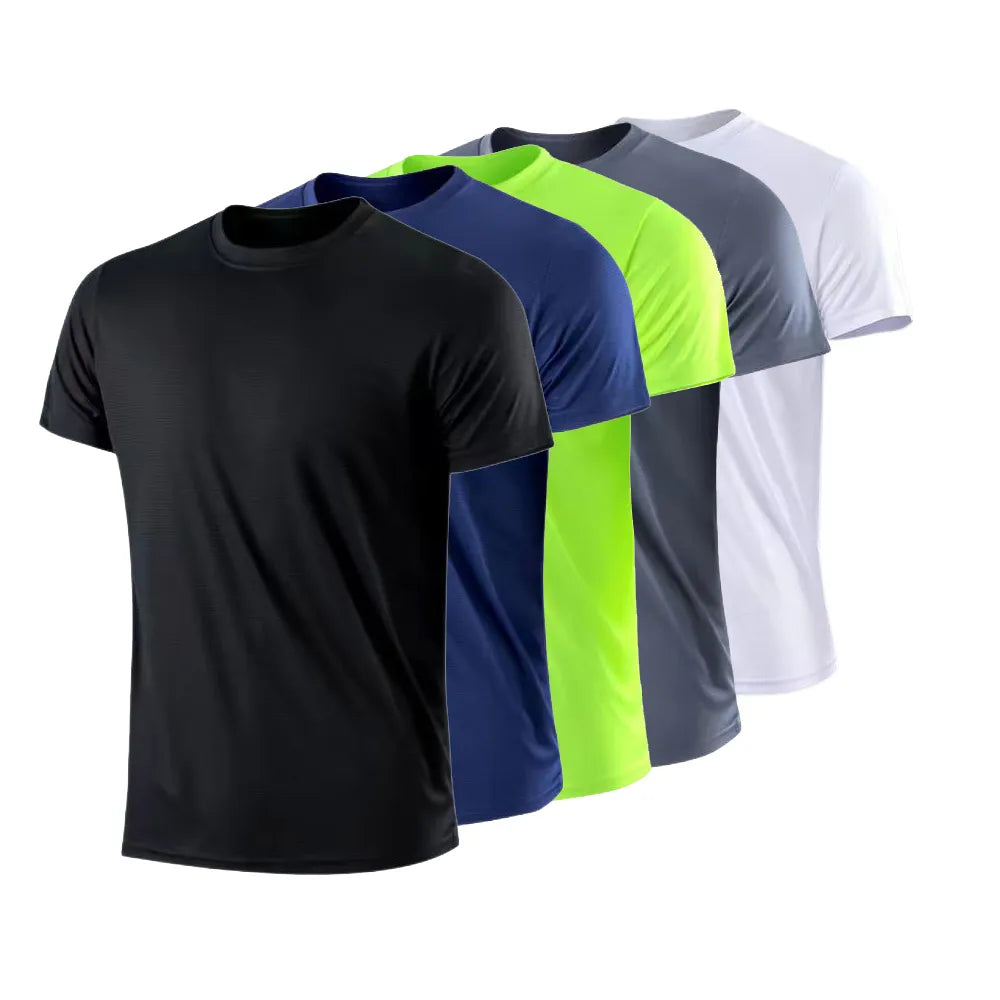 NO LOGO Men's Quick Dry Short Sleeve Gym Running Moisture Wicking Round Neck T-Shirt Training Exercise Gym Sport Shirt Tops