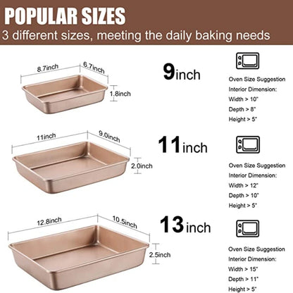 Thicken Carbon Steel Golden Baking Tray Nonstick Square Oven Cake Bread Pastry Pans Biscuits Bakeware Mold Kitchen Cooking Tools