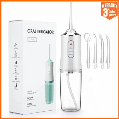 Oral Irrigator Portable Dental Water Flosser USB Rechargeable Water Jet Floss Tooth Pick 4 Jet Tip 220ml 3 Modes IPX7 1400rpm