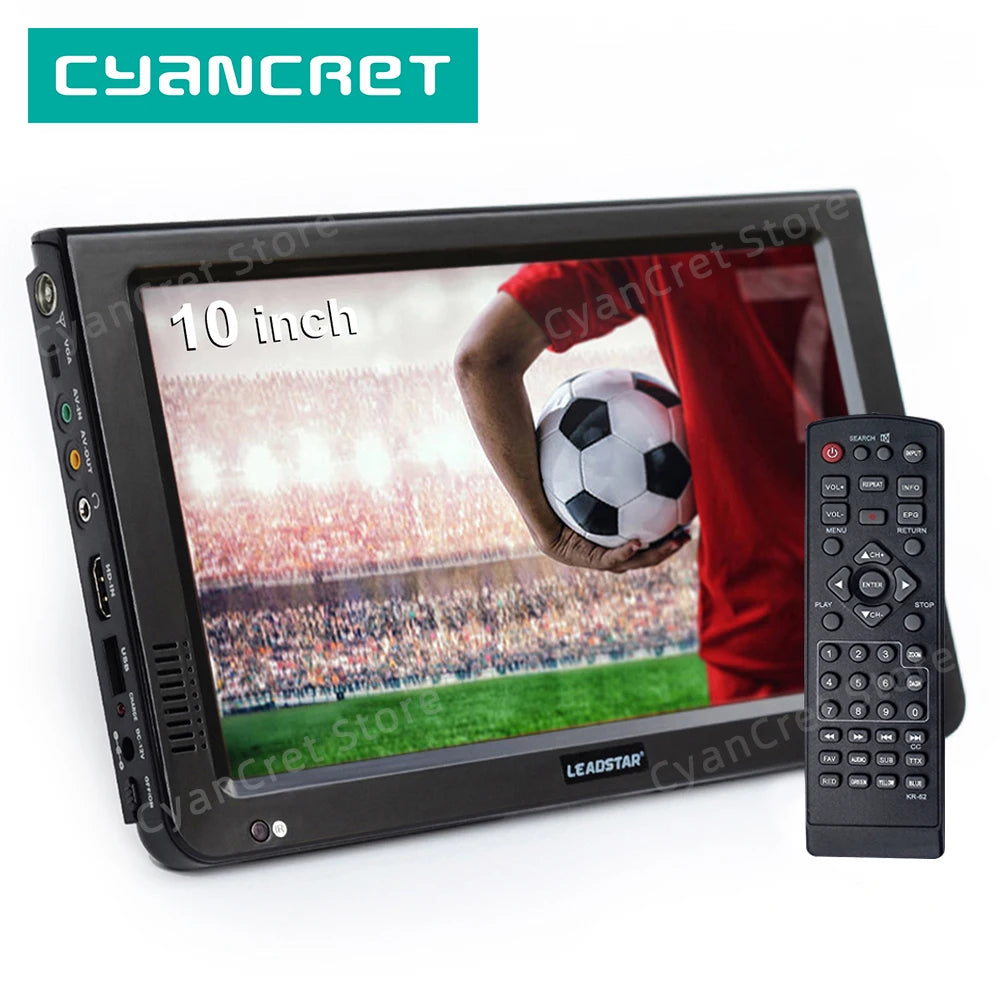 LEADSTAR 10 inch HD Portable TV DVB-T2 ATSC ISDB-T tdt Digital and Analog mini small Car Television Support USB SD MP4 H.265 AC3