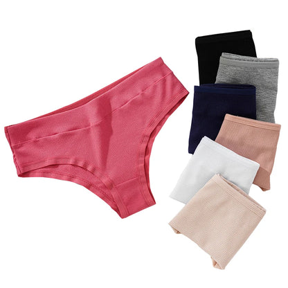 100% cotton women's underwear elastic panty antibacterial thong mid waist solid color briefs