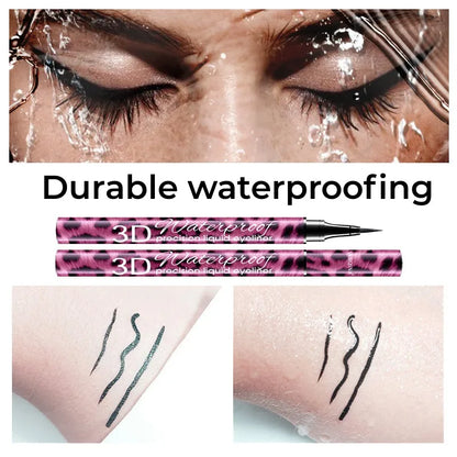 Eyeliner 36-Hour Lasting Curling +4D Fiber Mascara Elongate Eyelashes Leopard Print Black Mascara Waterproof Eye Makeup Cosmetic