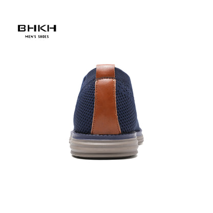 BHKH Breathable Knitted Mesh Casual Shoes Lightweight Smart Casual Shoes Office Work Footwear Men Shoes