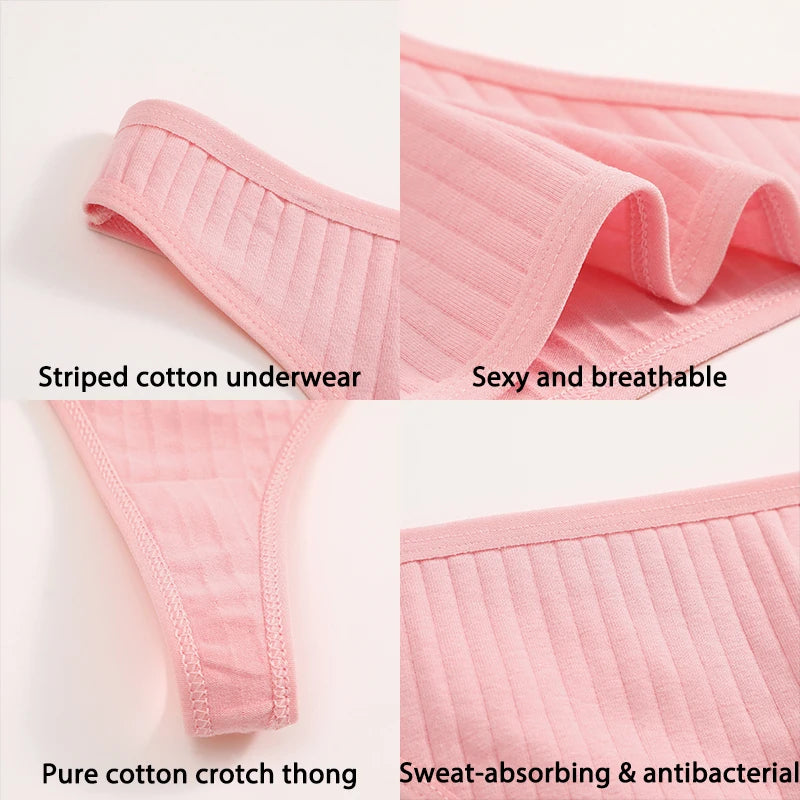 FINETOO 3PCS/Set G-string Cotton Women Lingerie Panties Thong Female Underwear Sexy Pantys Underpant Girl Intimates Thongs S-XL