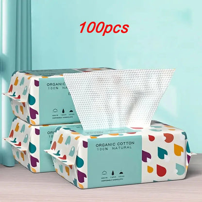 Face Towel 100% Cotton Thickened Disposable Soft Fabric Travel Cleansing Dry Wet Makeup Remover Reusable