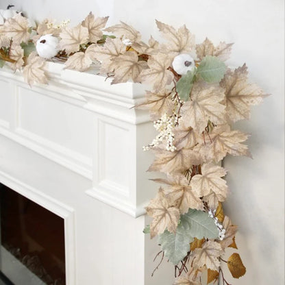 1.72m Fall Garland Maple Leaf Artificial Autumn Foliage Garland Hanging Vine Thanksgiving Decor for Wedding Fireplace Christmas