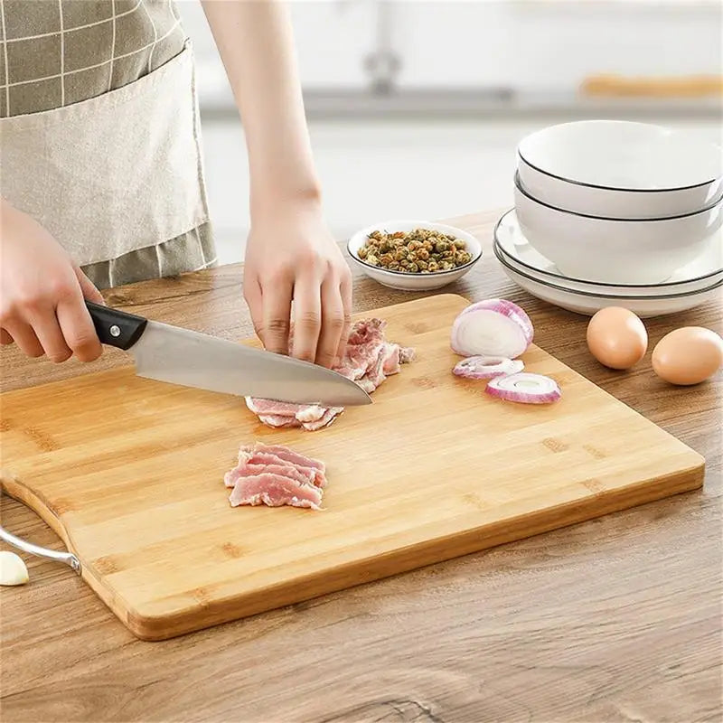 Kitchen Bamboo Cutting Board With Handle Chopping Board Carving Tray For Meat Vegetable And Cheese Kitchen Tools And Gadgets