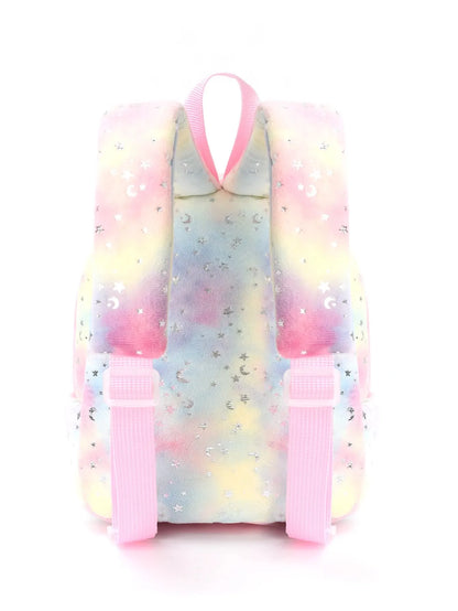 1pc Plush Printed Cartoon Unicorn Children'S Backpack, Suitable For Girls, Students, Outdoor Travel, School, Holiday Gifts