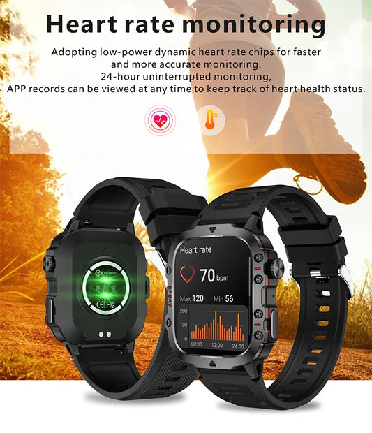 Xiaomi Military Smart Watch Men IP68 5ATM Outdoor Sports Fitness Tracker Health Monitor 1.96" BT Call Smartwatch