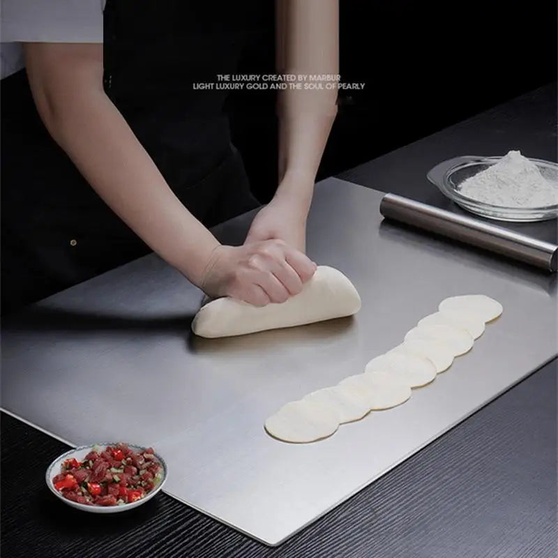 Stainless Steel Cutting Board With Lip Home Pizza Food Chopping Board Pastry Baking Board Countertop Protector Kitchen Gadget