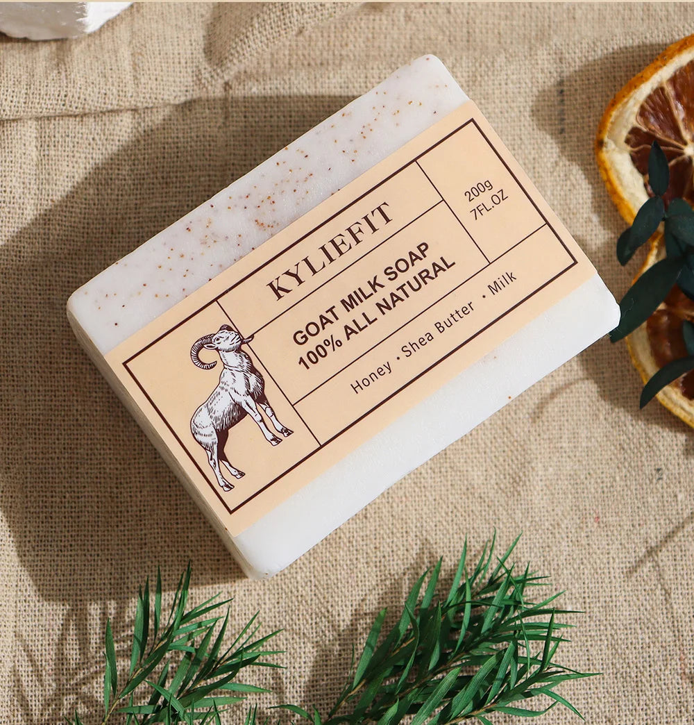 KYLIEFIT Goat Milk Soap All Natural, Whitening, Cleansing, Nourishing, With Honey, Shea Butter, Milk, For Face And Body