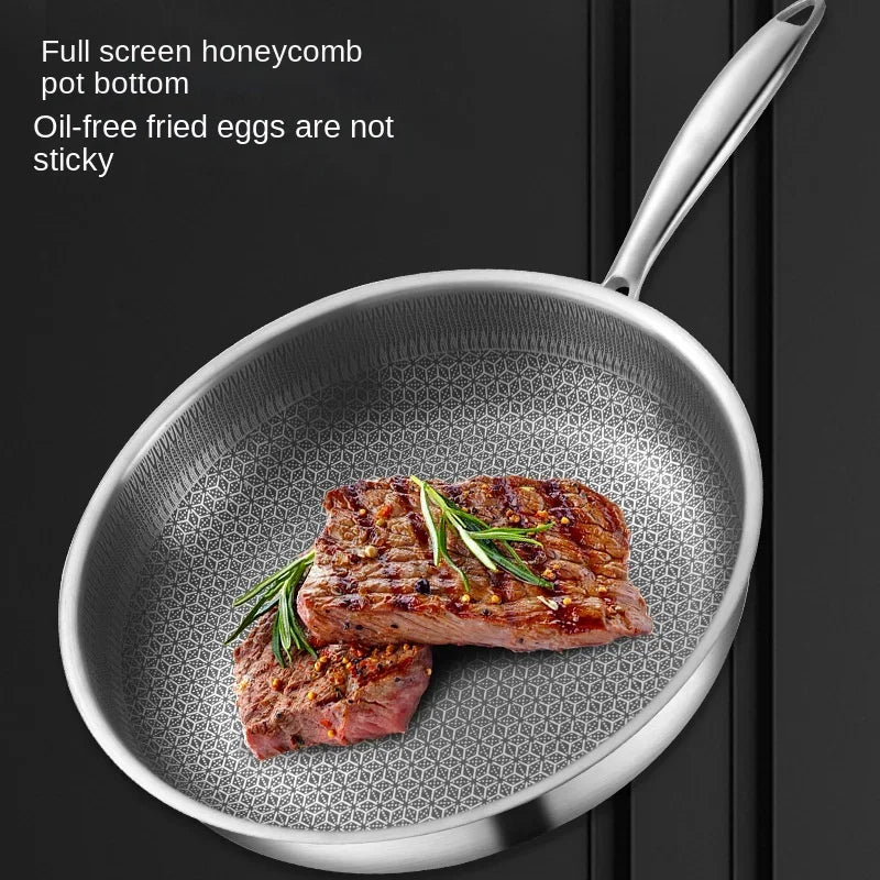 304 Stainless Steel Kitchen Quality Frying Pan Nonstick Pan Cooking Fried Steak Pot Electromagnetic Furnace General