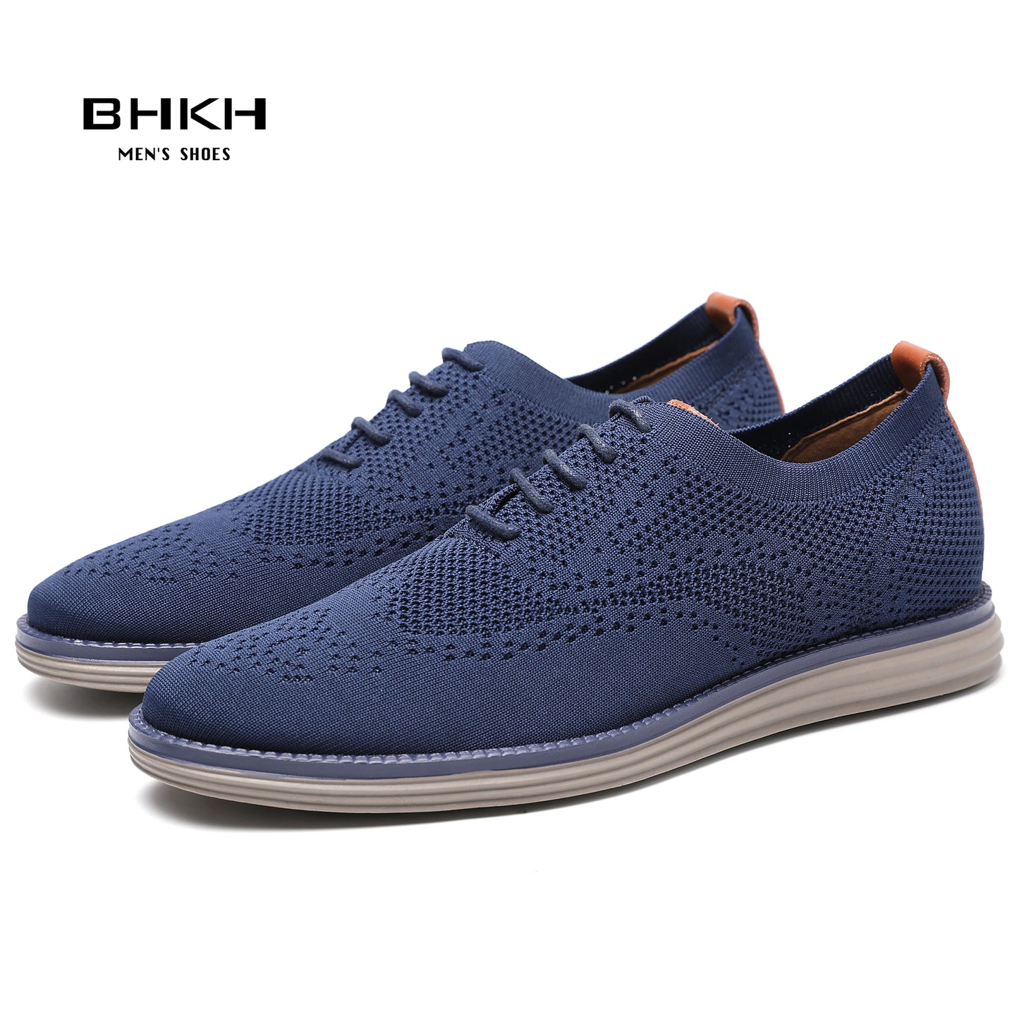 BHKH Breathable Knitted Mesh Casual Shoes Lightweight Smart Casual Shoes Office Work Footwear Men Shoes