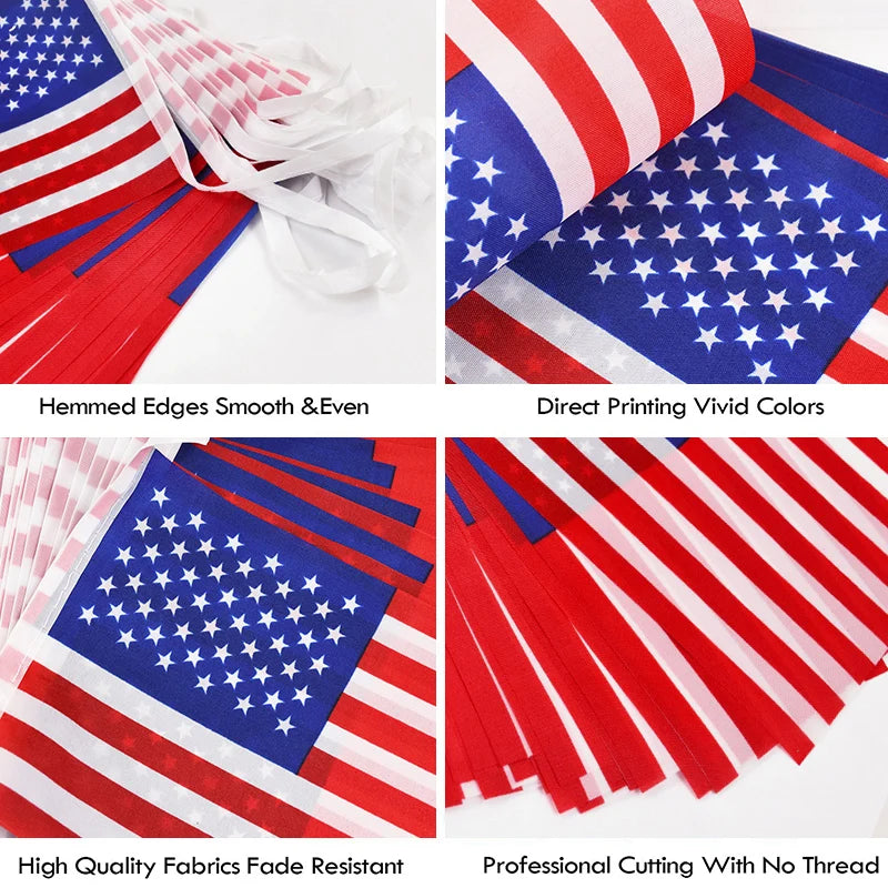 USA Flags American String Flags Banner for Patriotic Events 4th of July Independence Day Supplies Sport Bar Bunting Banner Decor