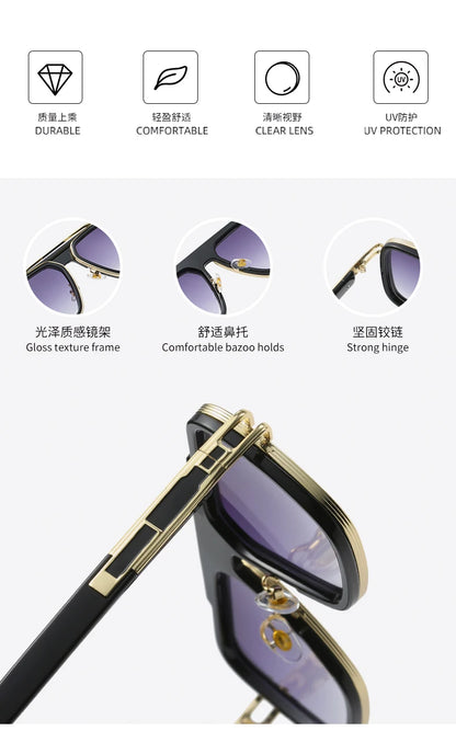 HOT WAVE Blue Mirror Sunglasses Men UV Ray Lense Eyewear Vintage Fashion Square Men's Sun Glasses 95885