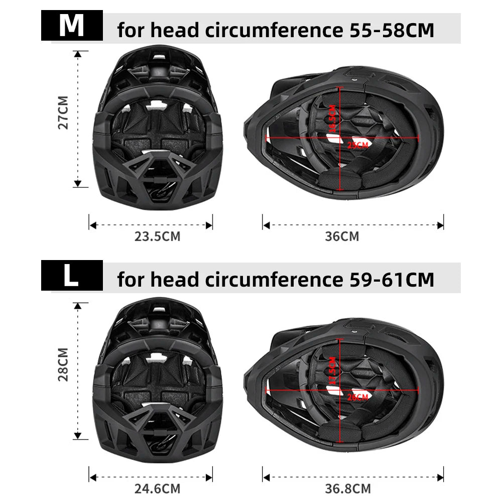 Full Face Mountain Bike Helmet Adult Racing Downhill MTB Helmet Equipped with EPP Chin Support for Adults Mountain Bike Cyclist