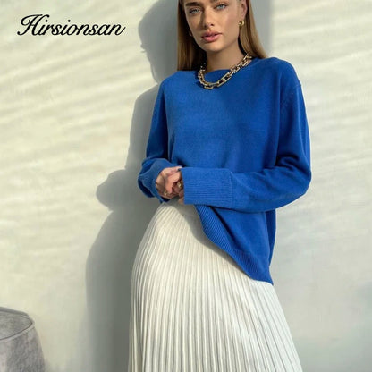 Hirsionsan Oversized Cashmere Autumn Winter Sweater Women Fashion Basic Knitted Pullover Chic Soft Loose Casual Female Jumper