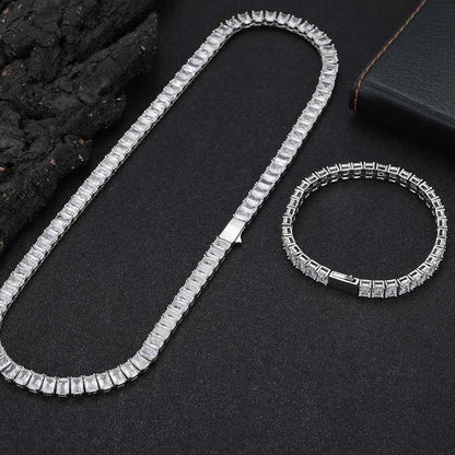 New Arrivals 6mm Baguette Diamond Silver/Gold Plated Hip Hop Jewelry Iced Out Tennis Chain Necklace Gift For Women/Men