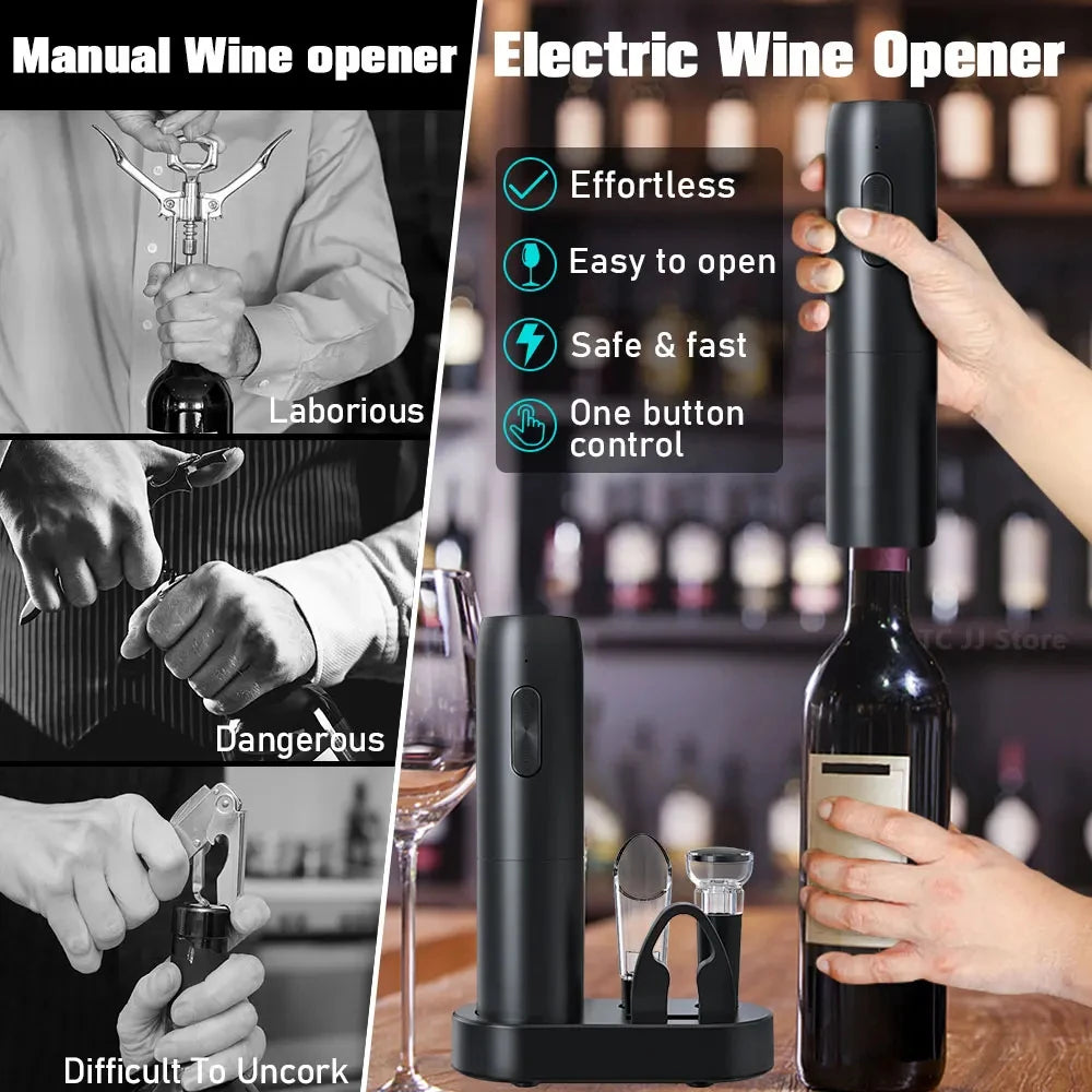 USB Rechargeable Electric Wine Opener Set Automatic Corkscrew Wine Bottle Openers With Foil Cutter For Kitchen Bar Can Opener