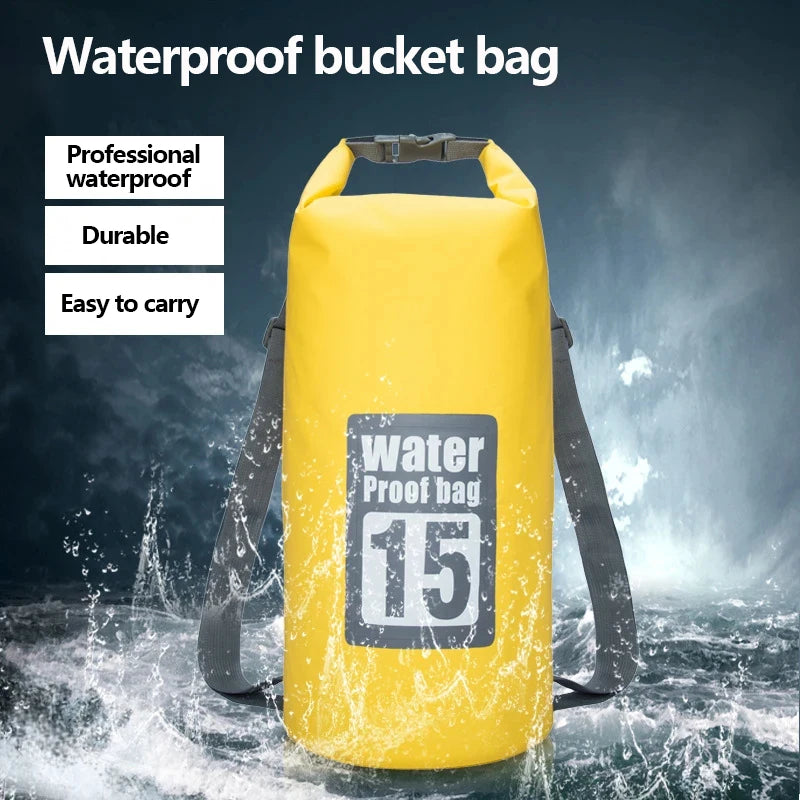 PVC Waterproof Dry Bag 5L/10L/15L/20L/30L Outdoor Diving Foldable Storage Beach Swimming Bag Rafting River Ocean Backpack