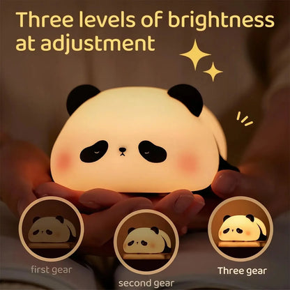 Touch Sensor Night Lights Cute Panda Silicone Lamp LED Rechargeable Dimming Lamp Bedside Decor Kids Night Light Birthday Gift