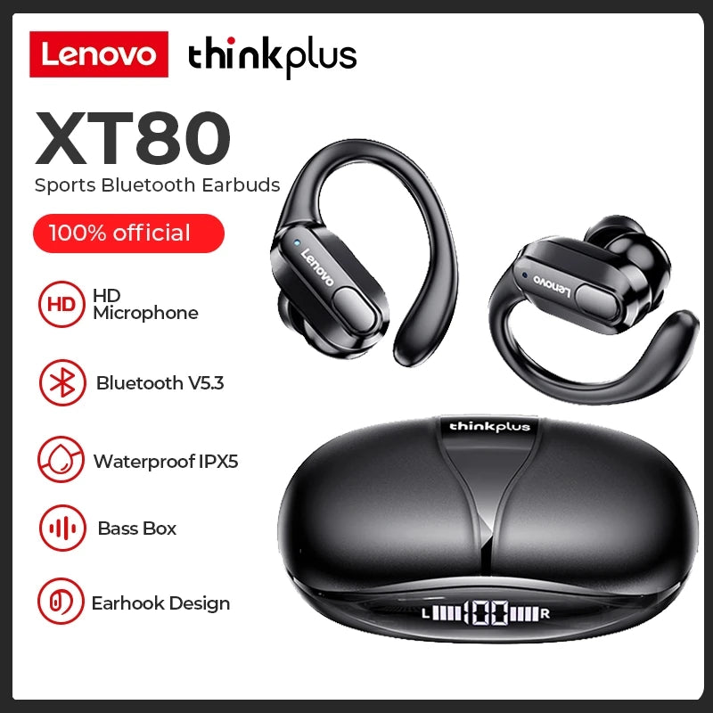 Lenovo thinkplus XT80 Wireless Earphone Bluetooth Sport TWS Noise Reduction Earbuds Headset HiFi Stereo Wireless Headphones