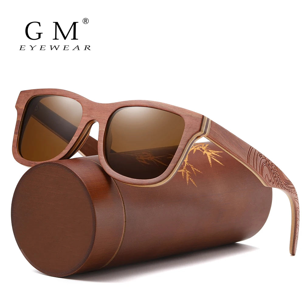 GM Natural Bamboo And Wooden Sunglasses VIP Manual Polarized Glasses Luxury brand Environmental Degradable Glasses Gift Box