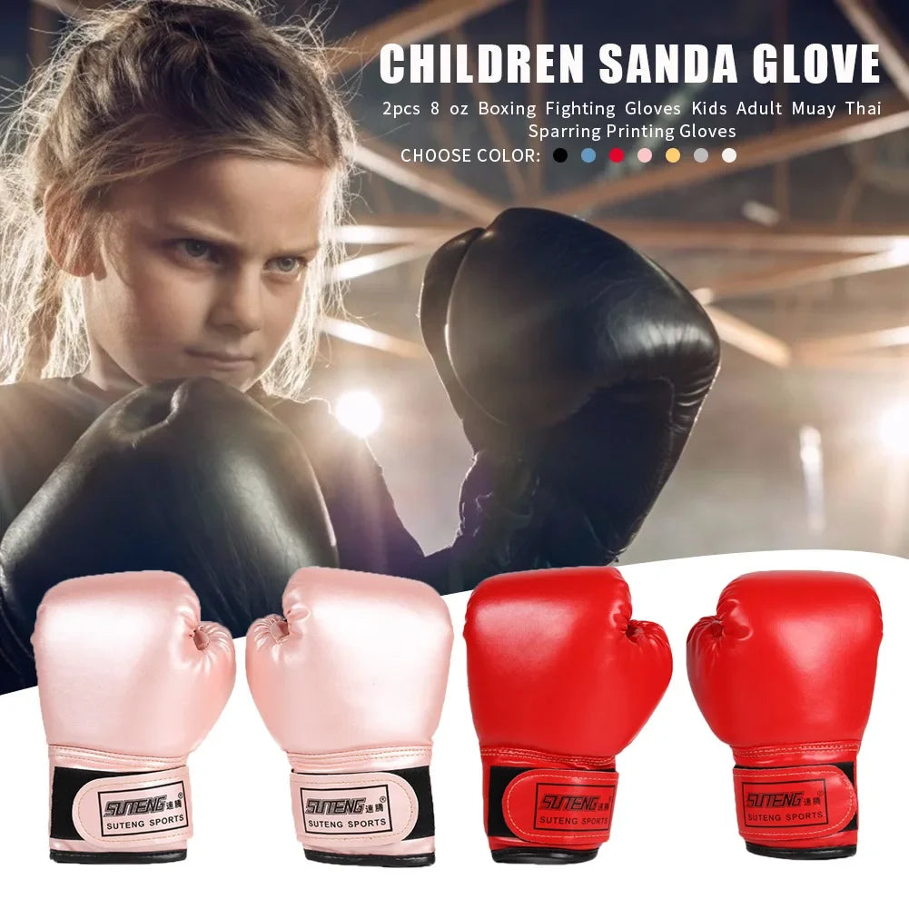 2pcs Kids Boxing Gloves PU Leather MMA Fighting Gloves Punching Bag Kickboxing Thai Gloves Professional for Kids Child Training