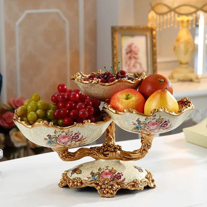 European Ceramic Snack Fruit Decorative Plate, Coffee Table, Food Tray, Home Decor Bowl, Porcelain Platter, Fruit Basket