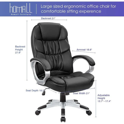 Homall Office Chair High Back Computer Desk Chair , PU Leather Adjustable Height Modern Executive Swivel Task Chair