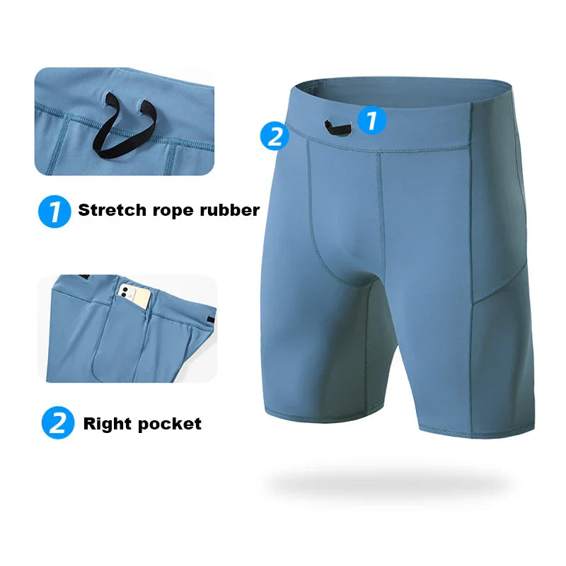 Men Compression Shorts with Pockets Fitness