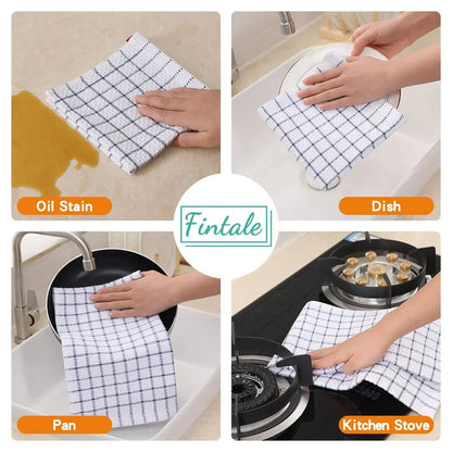 Homaxy 100% Cotton Kitchen Towel Soft Dishcloth Super Absorbent Kitchen Cloths Home Cleaning Scouring Towel Washing Dishes Cloth