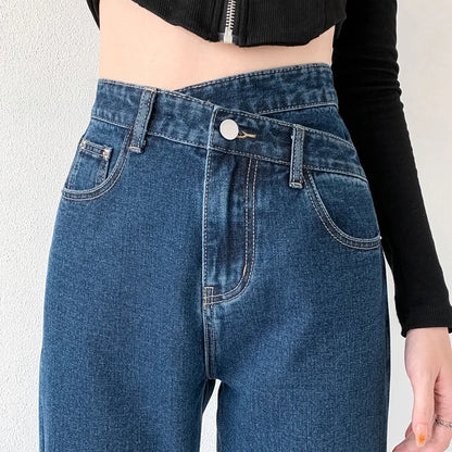 ZOENOVA Jeans Women Wide Leg Pants Mom Femme Black Blue Jeans High Waist Woman Trousers Clothing