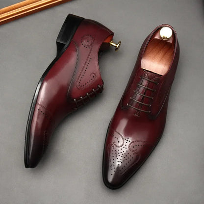 Handmade Mens Dress Shoes Luxury Genuine Leather Fashion New Style British Trend Brogues Wedding Business Shoes for Male