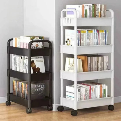 3/4 Tier Mobile Storage Rack Trolley Organizer With Wheels Plastic Kitchen Organizers Household Cart Mobile Trolley Bookshelf