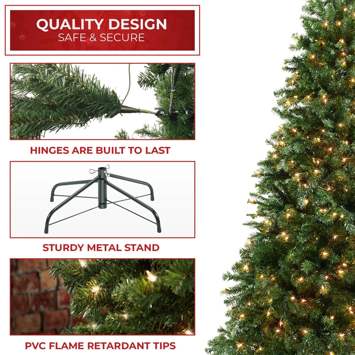 Pre-Lit Realistic Green Spruce Artificial Holiday Christmas Tree and Stand united states