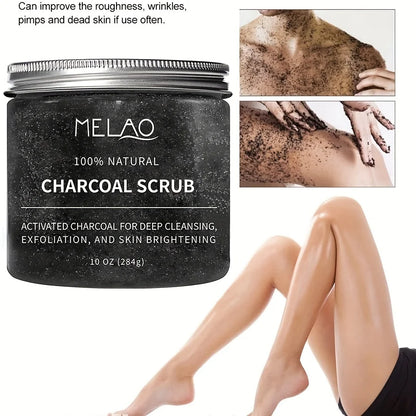 MELAO Charcoal Exfoliating Body & Foot Scrub Polish with Collagen & Stem Cell Gentle Body Exfoliator Face Scrub Bump Eraser Boot